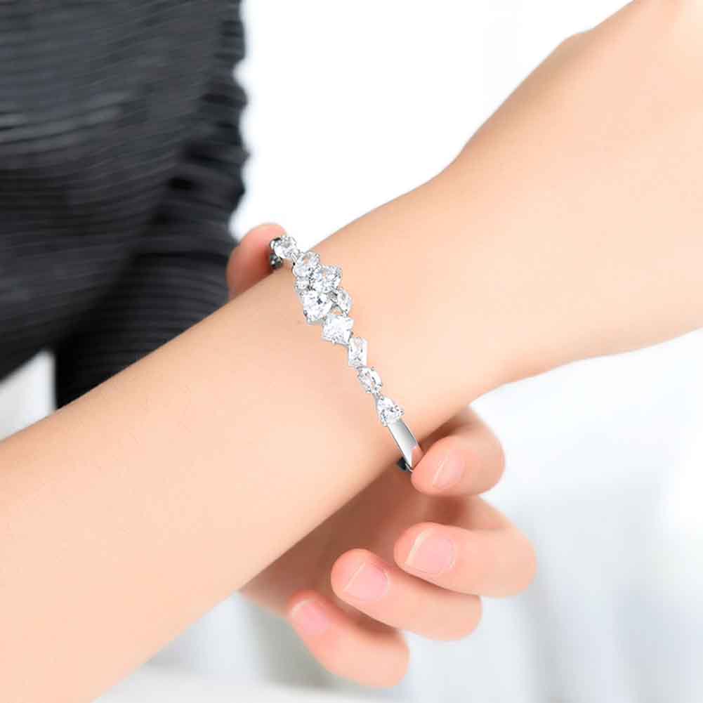 Hu Hu Hu Hu Hu Alat Bantu Pasang Kacamata♡ Gelang Bangle Wanita Hias Cubic Zirconia Untuk Pesta Pernikahan