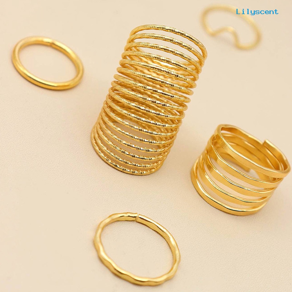 5 Pcs Cincin Knuckle Multi Lingkaran Elastis Dapat Disesuaikan Untuk Wanita