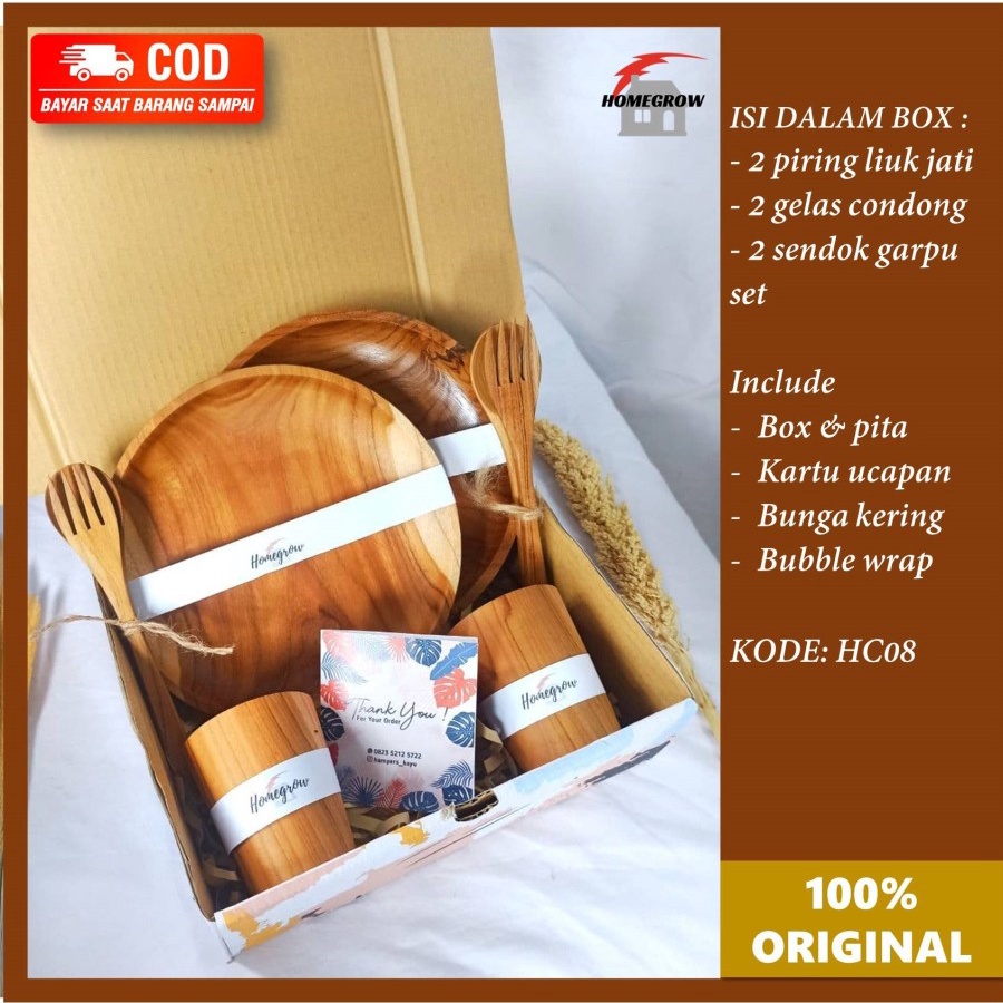HAMPERS SET ALAT MAKAN PIRING KAYU KADO LEBARAN HAMPERS WEDDING PIRING SENDOK GARPU SET SUMPIT KAYU 