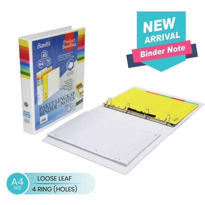 

Bantex Insert Binder Noted A4 Side Opening 4 Ring #A143 07