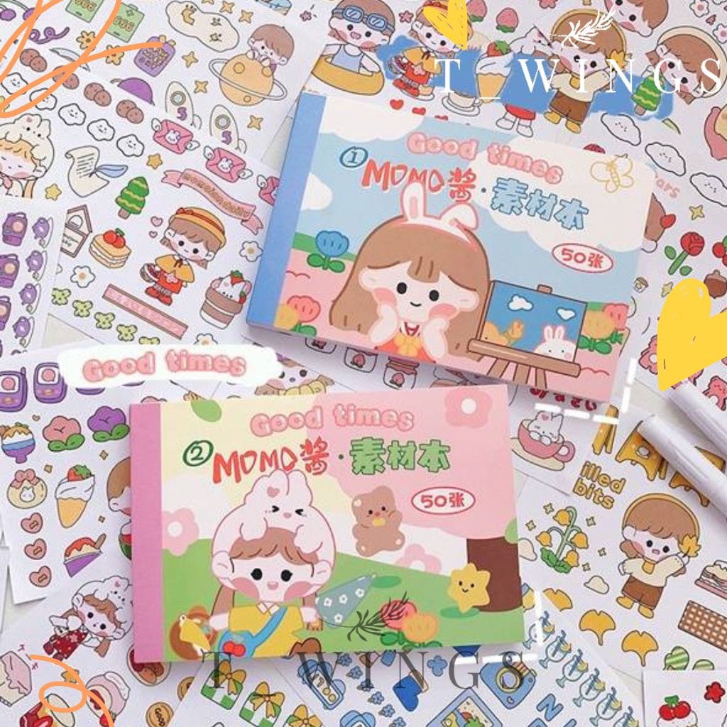 

[ BUY 1 GET 1 RANDOM FREE ] 50 lembar/Buku Sticker DIY scrapbook / Stiker DIY Surat BUku / koleksi Sticker / Stiker DIY Washi Stiker SelfCutting