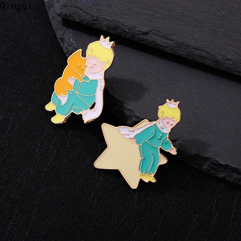 Bros Pin Enamel Desain Kartun Pangeran Kecil Bunga Mawar Rubah Planet Bintang Untuk Anak