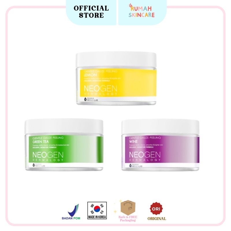 NEOGEN Bio Peel Gauze Peeling Pad Small Jar isi 18 Pcs - LEMON | GREENTEA | WINE Kapas Exfoliator, Exfoliasi