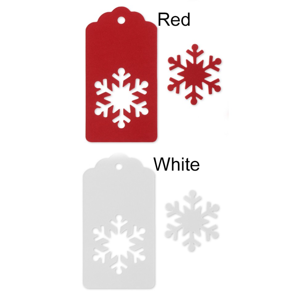 

Snowflake White Red Paper Tags