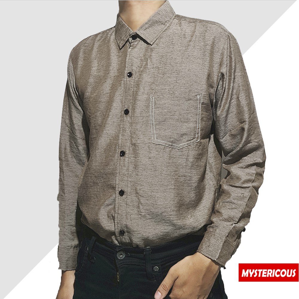 Kemeja Pria Lengan Panjang model SULTAN by Mystericous - Brown