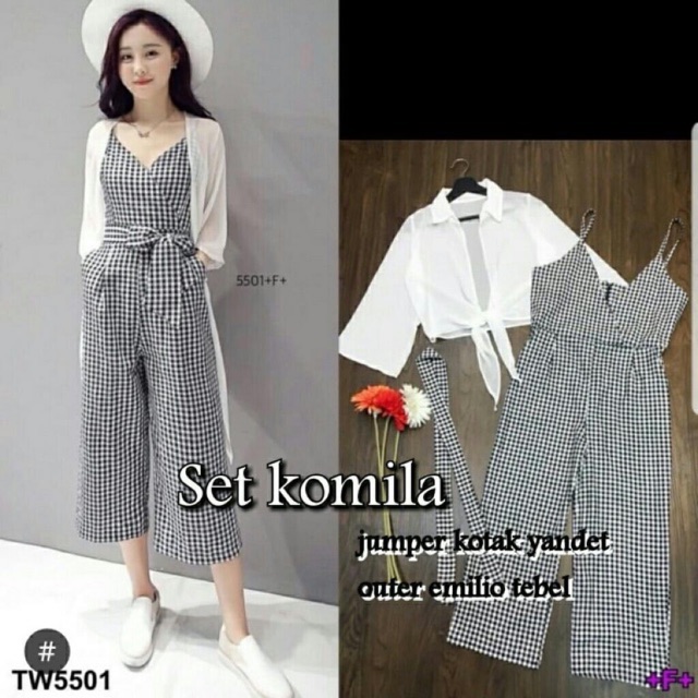 RESTOCK (8 warna)JC set kimola Komila / Stelan jumpsuit wanita terbaru / Set jumpsuit 2in1 murah