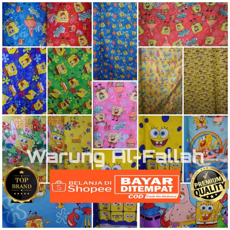 Kain Sprei Kasur Sofa Bantal Guling Meteran Motif Karakter Spongebob Squarepants Jenis Kain Polimicr