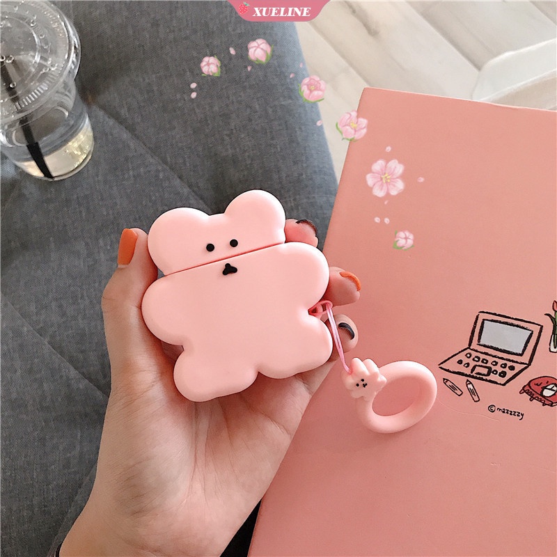 Case Pelindung earphone bluetooth Bahan Silikon Motif Kartun Beruang Untuk AirPods 1 2