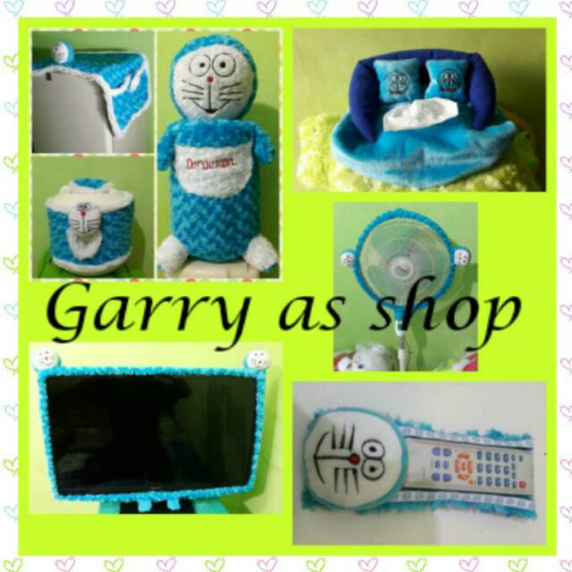 PAKET HEMAT HOME SET DORAEMON 7 IN 1 ( GKM , Bando tv , Bando kipas, Remot, Tempat tissue )