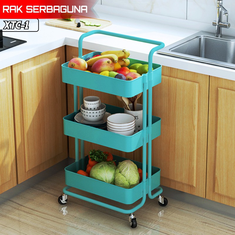 Rak Kamar Tidur Dapur Troli Kamar Mandi Rak Serbaguna Rak Penyimpanan Dengan Roda Dan Pegangan