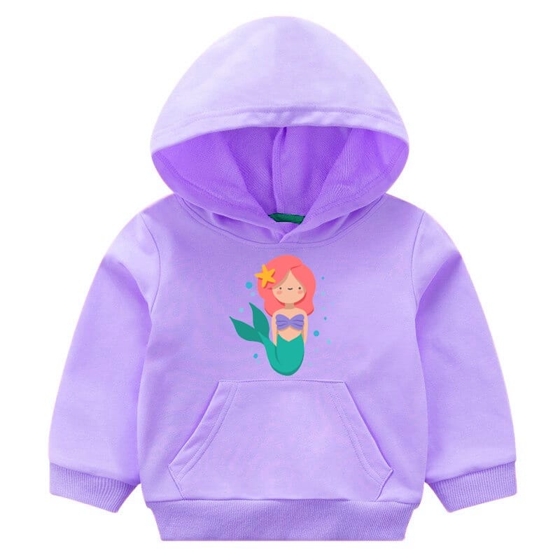 HOODIE ANAK WANITA CARTOON MERMAID - ATASAN LUCU KEKINIAN PREMIUM