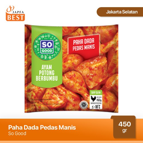 Paha Dada Pedas Manis So Good 450 gr - Ayam Potong Berbumbu Siap Masak