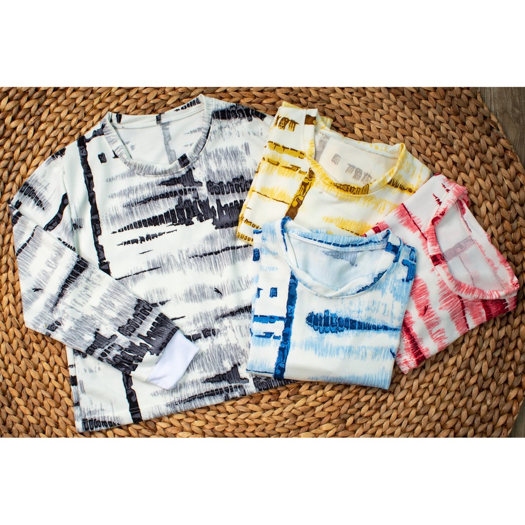 HIPNOP LADIES AQUA SWEATER CROP BASIC WANITA MOTIF TIE DYE