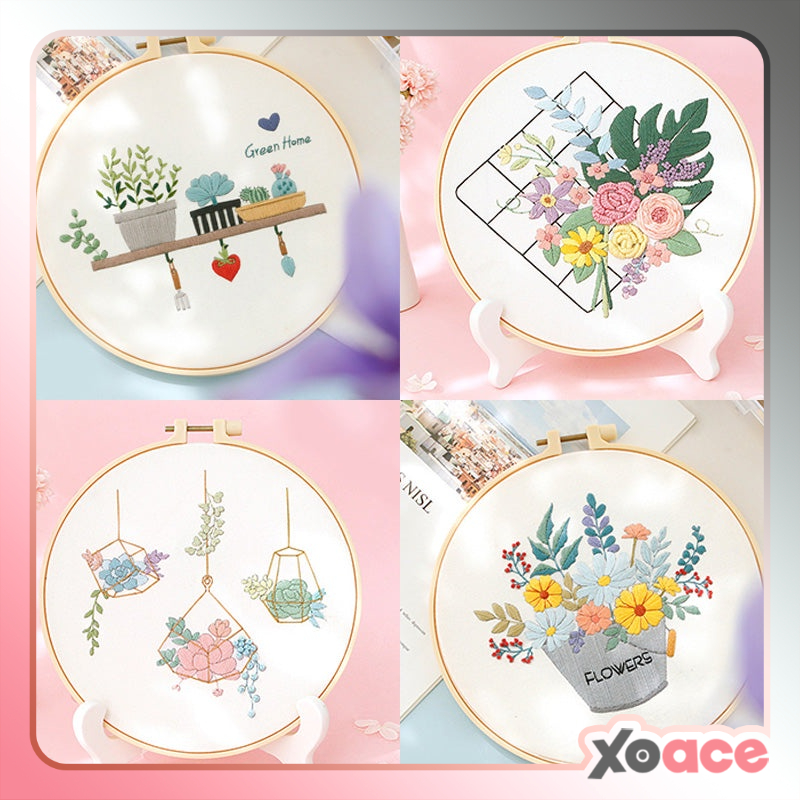 Set Sulam Tangan Pola Pemula Lukisan Hand Embroidery Stater Kit seri D