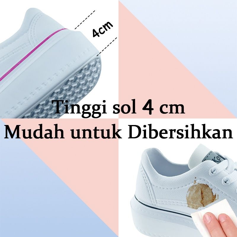 Sepatu Sneakers Wanita Korea l Sepatu Olahraga Karet Wanita Sol Tinggi 4cm Komin 076