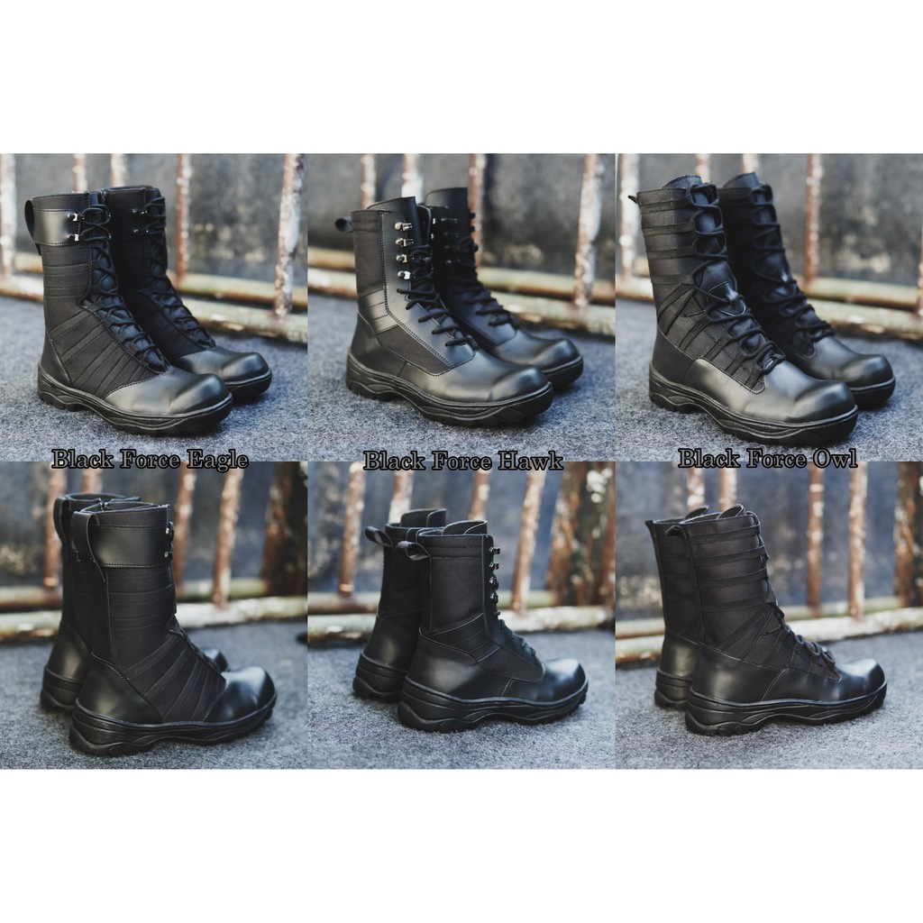 ( COD ) Sepatu Pria Black Force PDL Hitam 3Motif Pilihan Boots Safety Hiking Tracking Outdoor