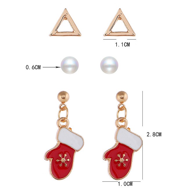 LRC Anting Tusuk Fashion Golden Tree Cartoon Snowflake Christmas D22096