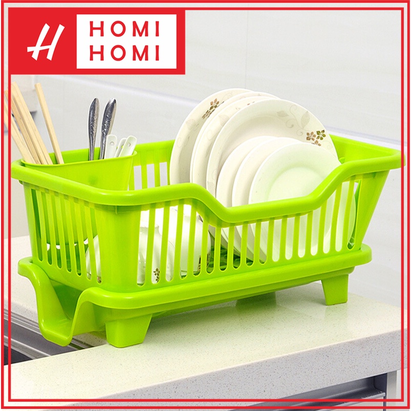 HomiHomi Rak Piring Dapur Plastik Pengering Gelas Cangkir Serbaguna RD014S Small