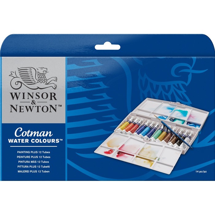 Winsor &amp; Newton - Cotman Watercolours Painting Plus Tube Set of 12, 8ml