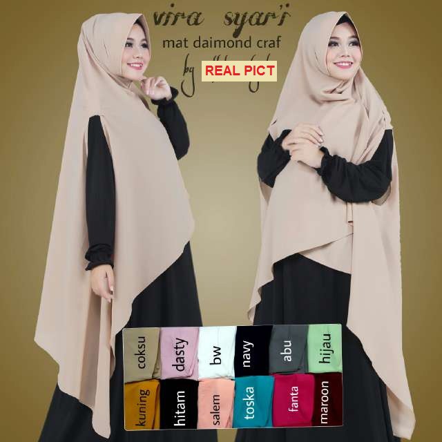 PROMO SHOPEE SYARI  VIRA Khimar  Cardi Jumbo Kerudung Cantik 