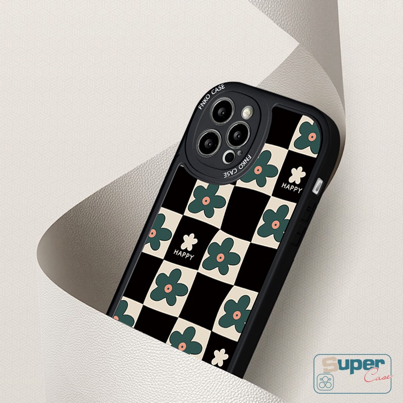 Case Untuk Realme C53 C31 C55 C21Y C35 C12 C30 GT 8i 6i 5 5i 9i 7i 6 8 Pro 10 Pro+6s 7 C25Y C15 C25 C25s C11 C17 C20 C20A C3 C21 Art Retro Bunga Abstrak Kotak-Kotak Soft Case Geometri