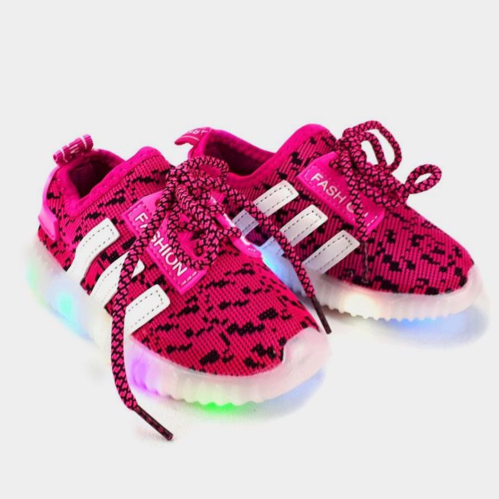Sepatu Anak / Stripes Knit Shoes - Fuchsia Red