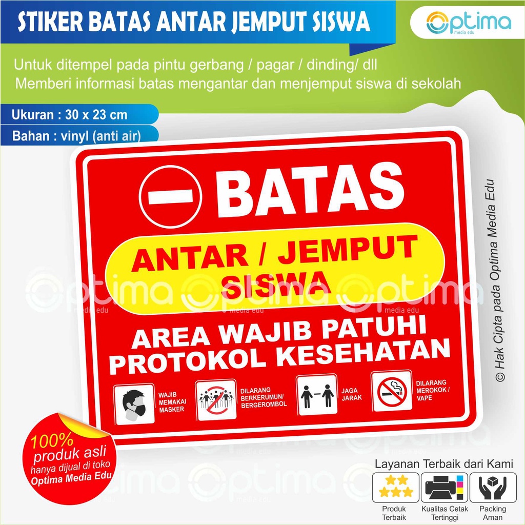 

STIKER TULISAN BATAS ANTAR JEMPUT SISWA PROKES