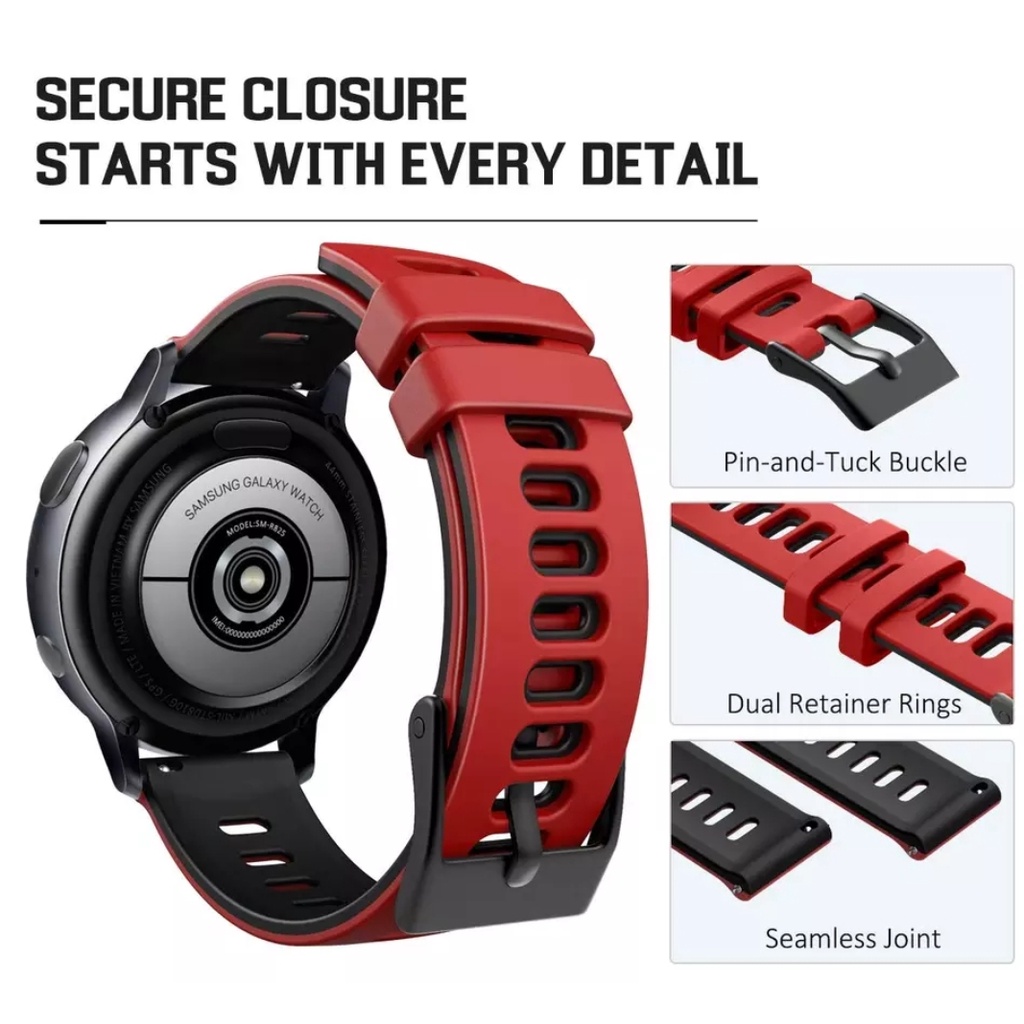 Strap TWO TONE Rubber Sport Silicone Tali jam 22mm Xiaomi Mi watch Sport S1 ACTIVE Amazfit Gtr 47mm pace stratos Huawei Watch Gt 2 3 46mm 2e Pro samsung Galaxy watch 46mm Gear s3 Frontier eggel tempo 3 style