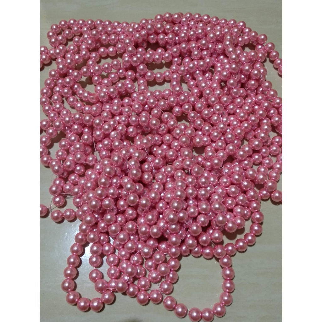 100 Gram Payet Mote Manik Mutiara Sintetis 10mm Bulat Besar Mutsin Berat Kwalitas Super Pink