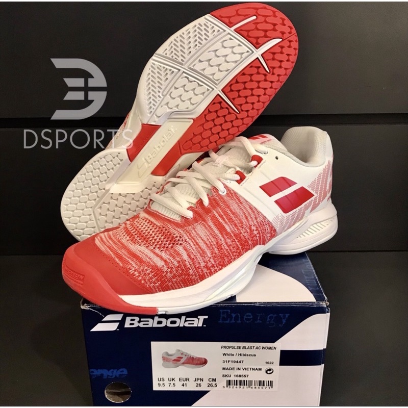 Babolat Propulse Blast White Hibiscus Red Women ( Tennis Shoes Sepatu Tenis ) ORIGINAL