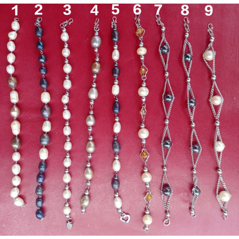 Gelang Besi Putih Asli Motif Mutiara Model UNIK( Rakit Sendiri )