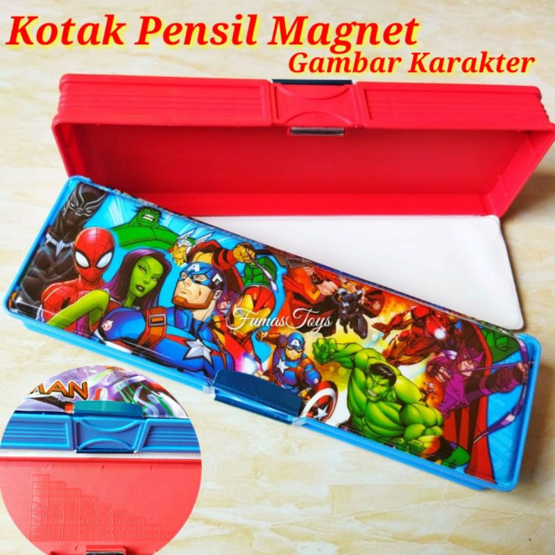 

Tempat Pensil Magnet Karakter 2 Sisi / Box Kotak Pensil Dan Alat Tulis Motif Gambar Karakter Anak