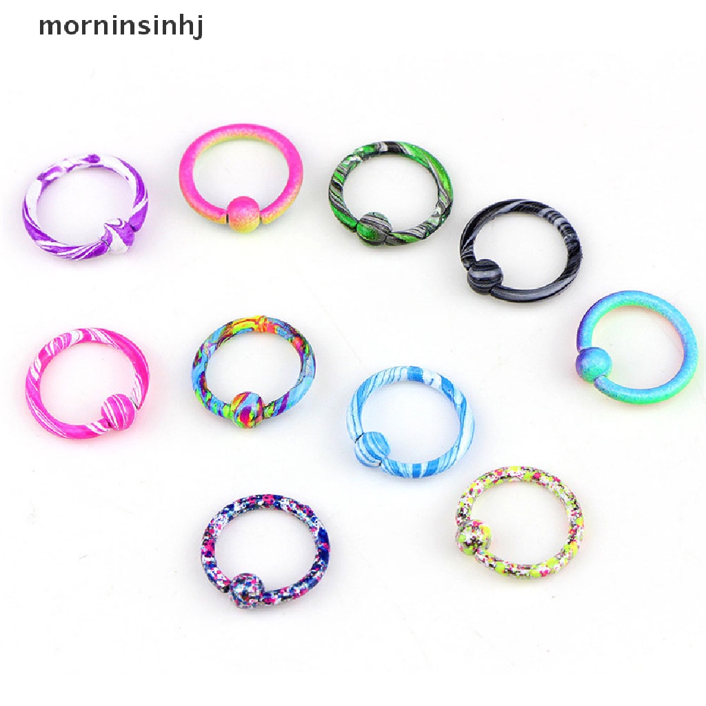 Mornin 10pcs Cincin Tindik Hidungtubuh Desain Manikmanik Untuk Priawanita