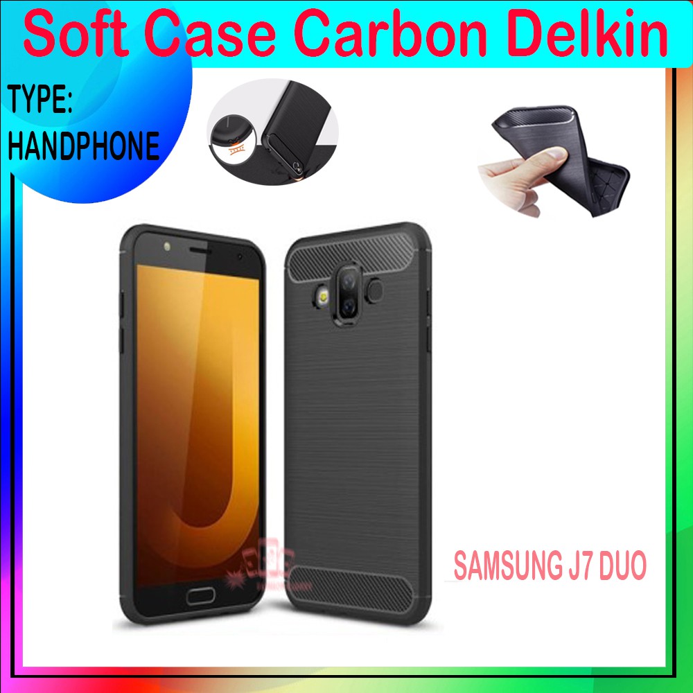 Soft Case Delkin Karbon Samsung J7 DUO Casing Silicone Delkin Kesing Silikon Case