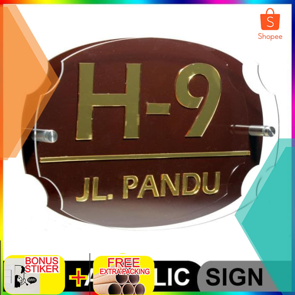 

TERLARIS NOMOR RUMAH ACRYLIC/AKRILIK CUSTOM 3 LAYER GOLD/MIRROR PROSES Elegan