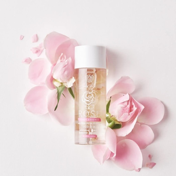 Rose Toner Essence with real petal flower / air mawar asli