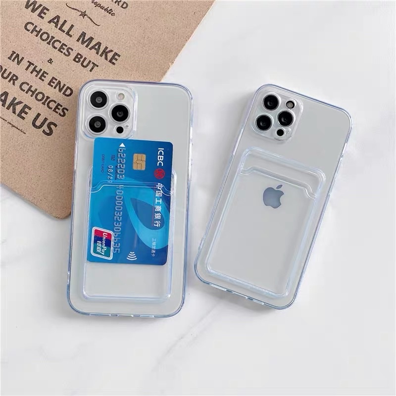 Soft Case Card Holder Slot Foto / Kartu VIVO T1 V20 SE V21 V21E V23 V23E Y01 Y02 Y02S Y1S Y11 Y12 Y12i Y15 Y15S Y15A Y17 Y30 Y30i Y50 Y91 Y91C Y93 Y95 4G 5G Casing Wallet Transparan TPU Clear Bening