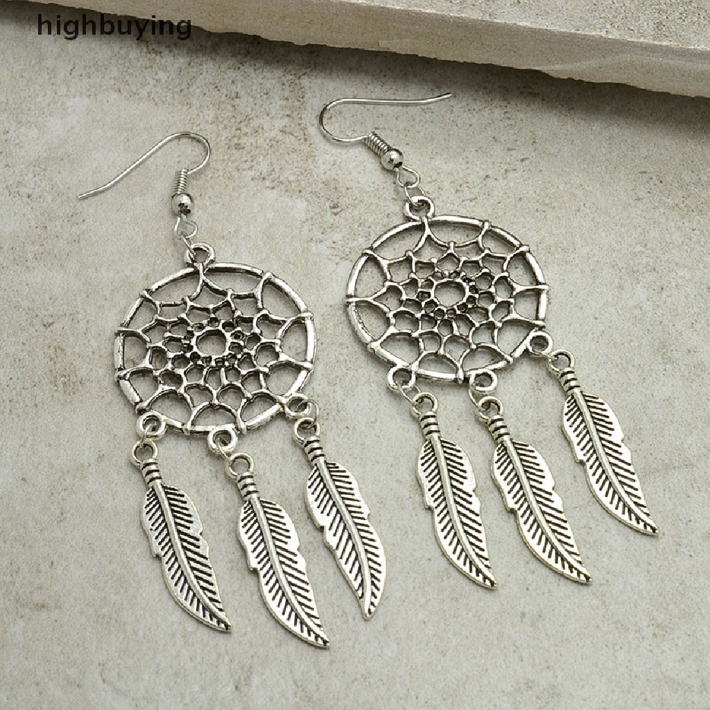 Hbid Anting Gantung Lapis Silver Model Dream Catcher Vintage Untuk Wanita