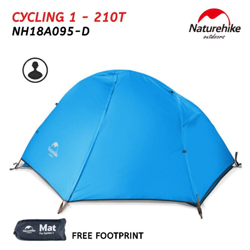 TENDA NATUREHIKE CYCLING 1 PERSON 210T NH18A095-D HIKING CAMPING ULTRALIGHT TENDA PENDAKI GUNUNG
