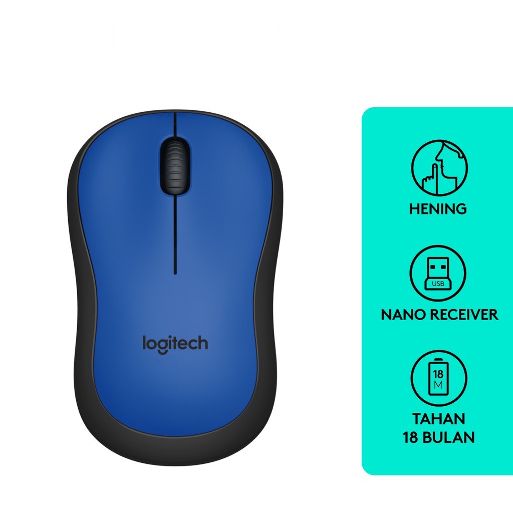 Gramedia Bali - Logitech M221 Silent Wireless Mouse - Blue