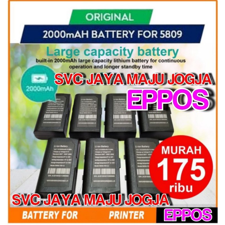 [ SPAREPART  EPPOS ]  BATERAI  5809LYDD-ZJ  -  LI ION 7.4V  -  2.000mAh  ||  BATTERY MINI PRINTER BL