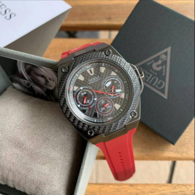 Jam Tangan Pria Guess W1049G6 Merah Original