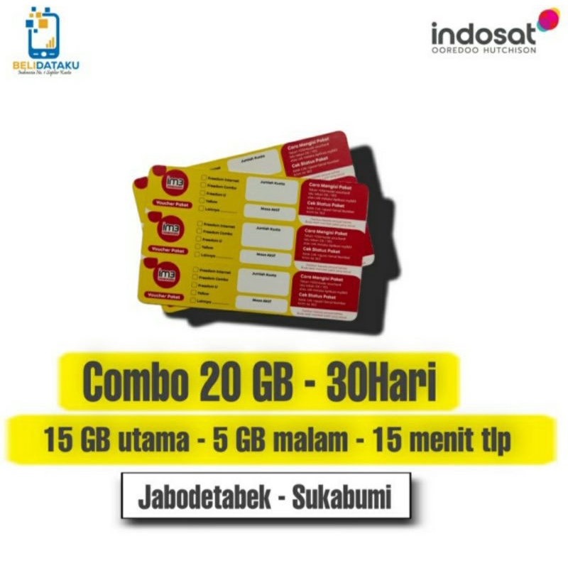 Voucher Data INDOSAT Freedom Combo 20 gb