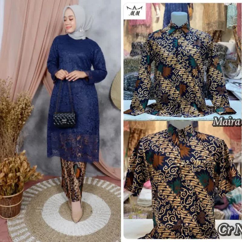 Kebaya Couple Tunik Brukat Kinanti / Batik Couple / Baju Kebaya Kondangan Couple