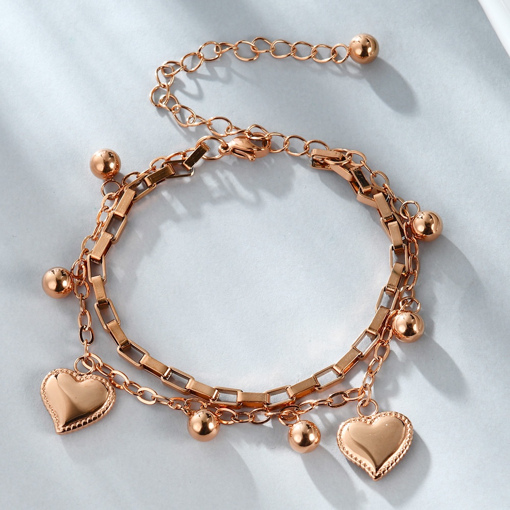 Bisa Cod 18K Emas Gelang Wanita Titanium Asli Anti Karat Fashion Korea Gelang Rose Gold Hadiah Hari Valentine Terbaik 113G2#