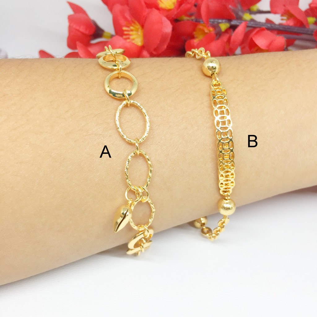 Gelang Xuping Rantai Bulat Rumbai Hati  Lapis Emas 18k - BB424