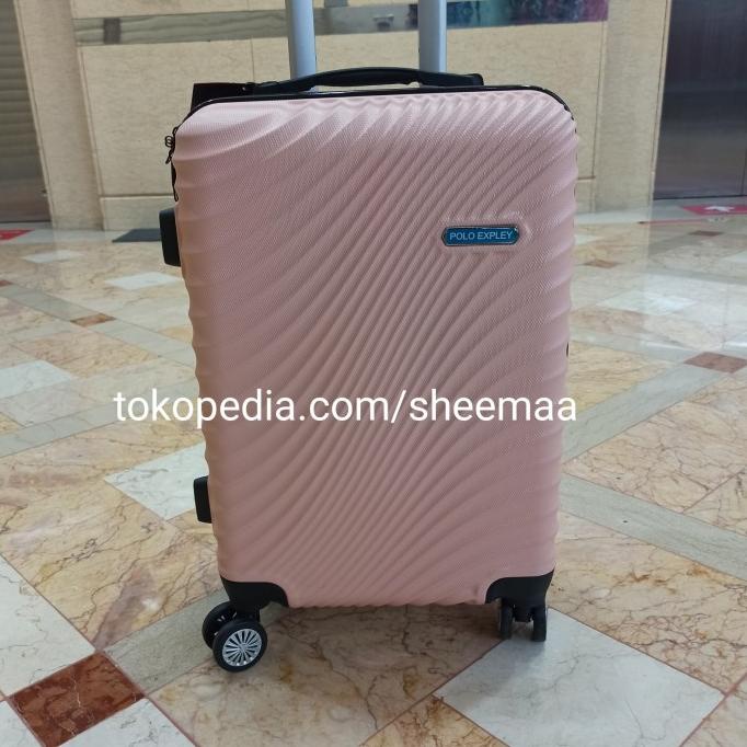 BISA COD Tas Travel Koper Polo 24 Inch Fiber Hardcase Roda 4 Murah - Peach GRATIS ONGKIR Kode 1046