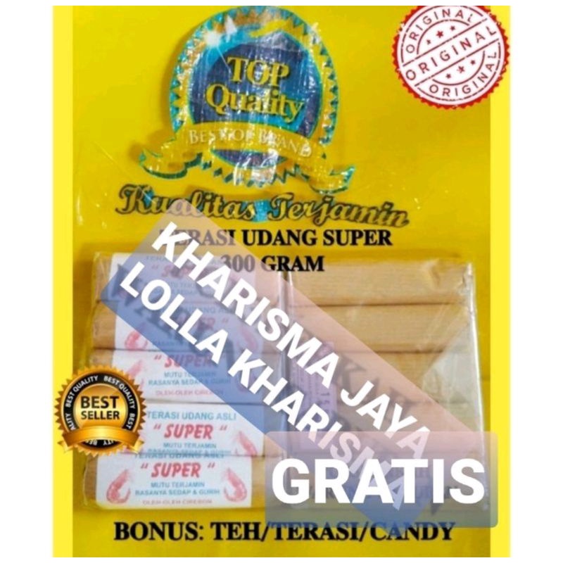 

OLEH2 KHAS CIREBON TERASI UDANG SUPER KHAS 300 GR GRATIS TEH/TERASI/ CANDY