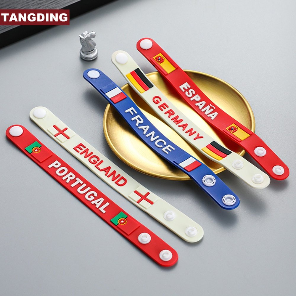 【COD Tangding】2022 Qatar Gelang Tali Karet Motif Bendera Negara World Cup National Team Untuk Fans Priawanita