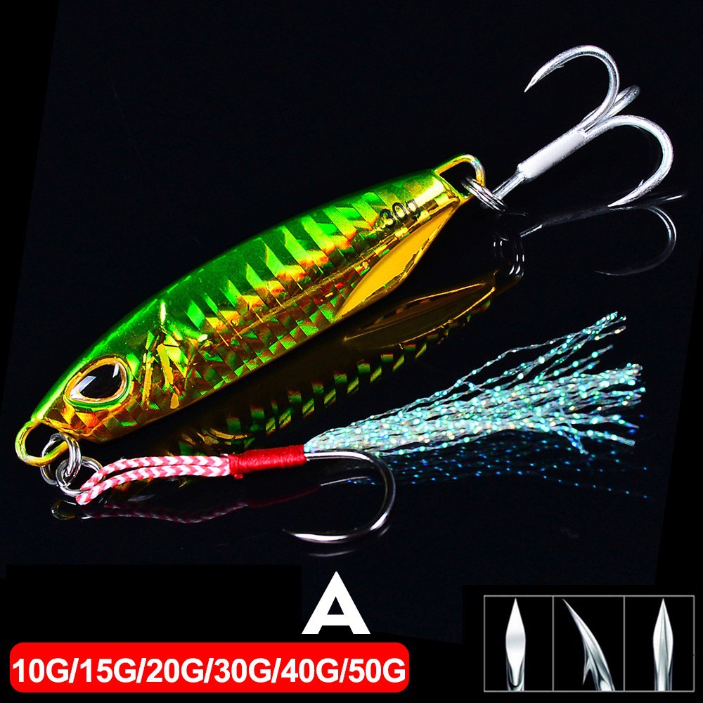 Shengyao 1Pcs Japan Duo 10g/15g/20g/30g/40g/50g Duo Laser Jigging Umpan Pancing Timbal 3D Mata Logam Jig Jigging Lambat/Trolling Logam Sendok Fishing Lure